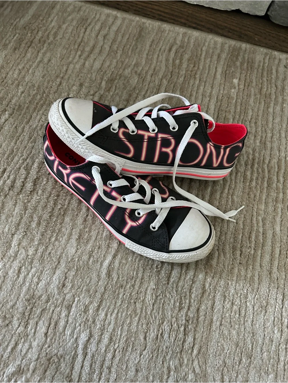 Converse Kids Black & Hot Pink Neon-Style Low-Top Sneakers